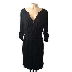 TORRID Challis Zip Front Shirt Dress Black Size2X